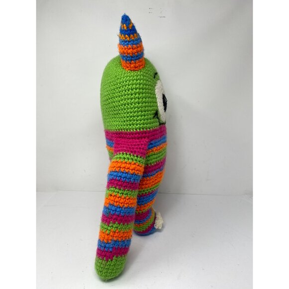 Hand knitted 17" plush alien Pride Rainbow body with horns - Picture 5 of 12